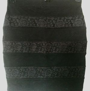 Black lace pencil skirt